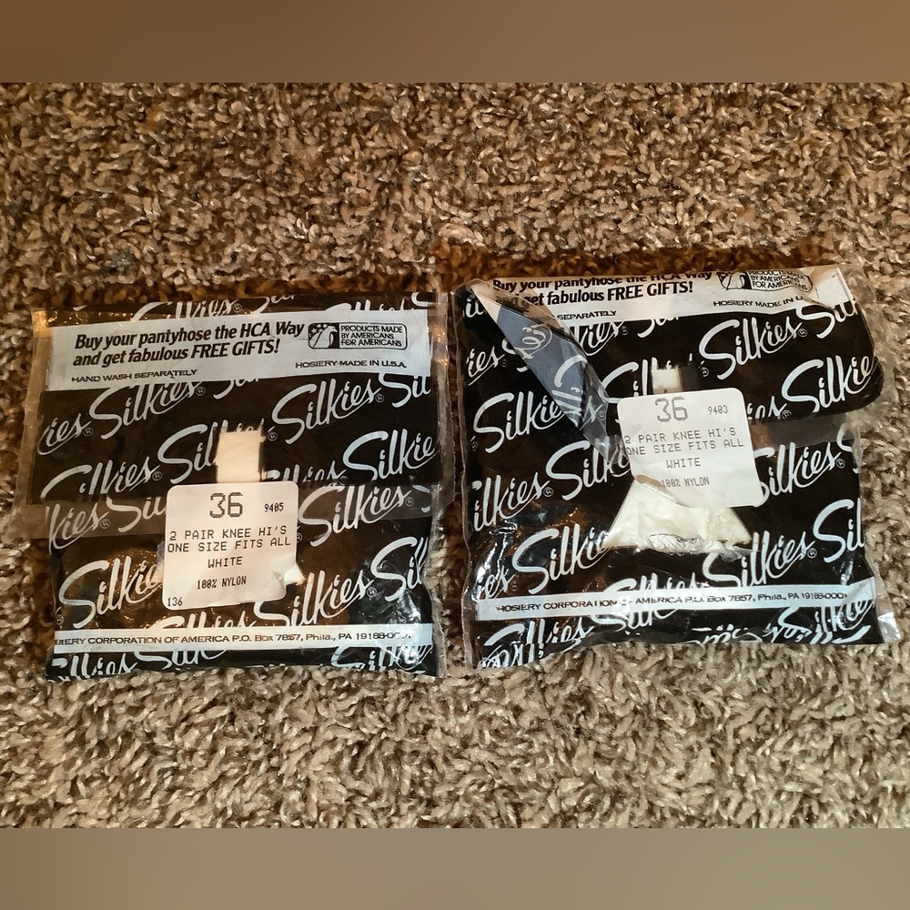 4 pairs - Silkies knee highs, 100% nylon, color white, One Size